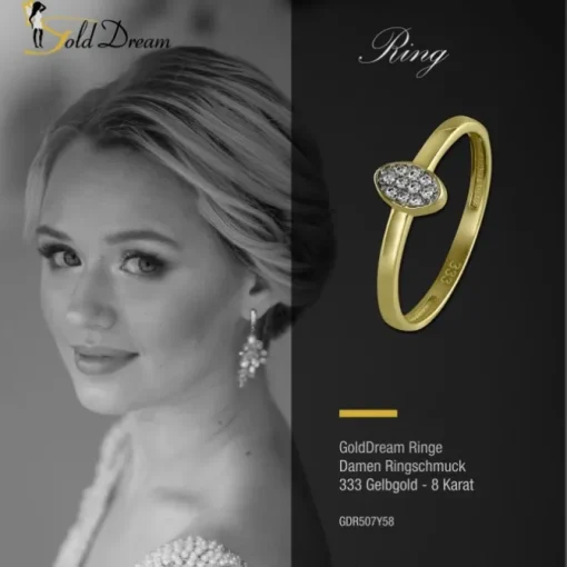 GoldDream Gold Ring Oval Zirkonia weiß Gr.58 333er Gelbgold GDR507Y58