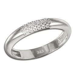 GoldDream Gold Ring 3-reihig Zirkonia Gr.56 333er Weißgold GDR559J56