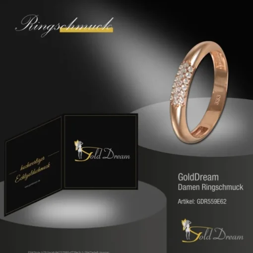 GoldDream Gold Ring 3-reihig Zirkonia Gr.62 333er Rosegold GDR559E62