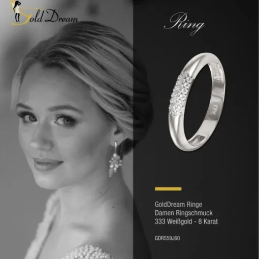 GoldDream Gold Ring 3-reihig Zirkonia Gr.60 333er Weißgold GDR559J60