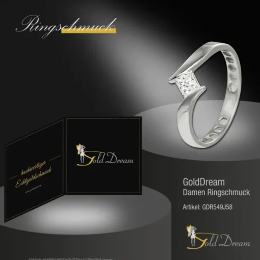 GoldDream Gold Ring Square Gr.58 333er Weißgold GDR549J58