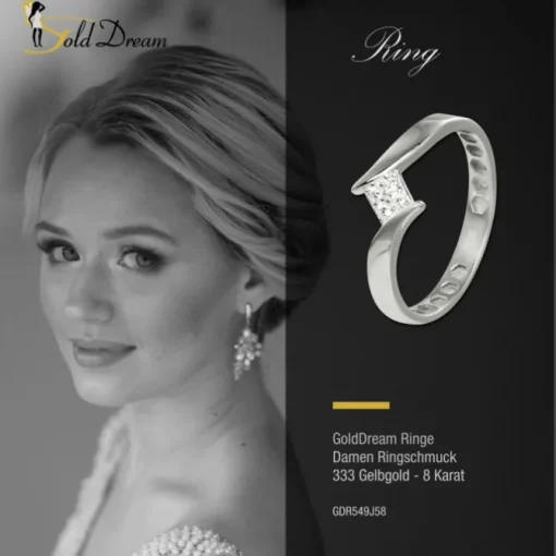 GoldDream Gold Ring Square Gr.58 333er Weißgold GDR549J58