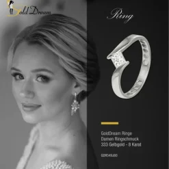 GoldDream Gold Ring Square Gr.60 333er Weißgold GDR549J60