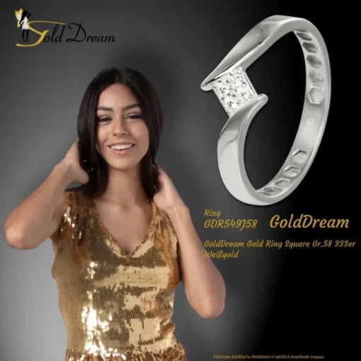 GoldDream Gold Ring Square Gr.58 333er Weißgold GDR549J58