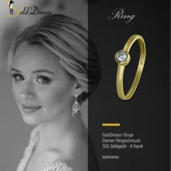 GoldDream Gold Ring Stein Zirkonia weiß Gr.60 333er Gelbgold GDR509Y60