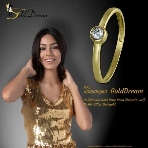 GoldDream Gold Ring Stein Zirkonia weiß Gr.60 333er Gelbgold GDR509Y60