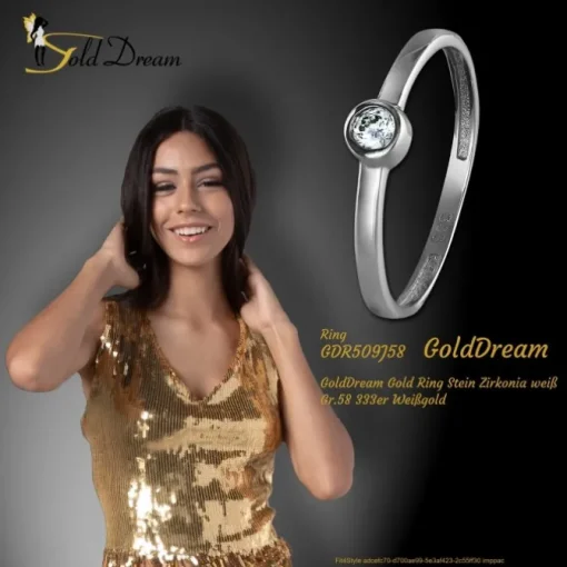 GoldDream Gold Ring Stein Zirkonia weiß Gr.58 333er Weißgold GDR509J58