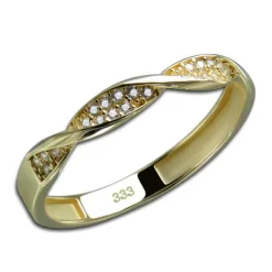 GoldDream Gold Ring Twisted Gr.58 Zirkonia weiß 333er Gelbgold GDR540Y58