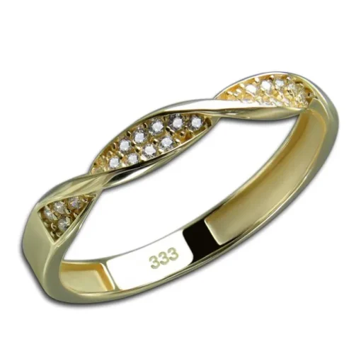 GoldDream Gold Ring Twisted Gr.56 Zirkonia weiß 333er Gelbgold GDR540Y56