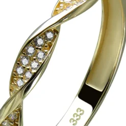 GoldDream Gold Ring Twisted Gr.56 Zirkonia weiß 333er Gelbgold GDR540Y56