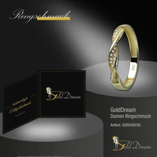 GoldDream Gold Ring Twisted Gr.56 Zirkonia weiß 333er Gelbgold GDR540Y56