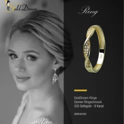 GoldDream Gold Ring Twisted Gr.56 Zirkonia weiß 333er Gelbgold GDR540Y56