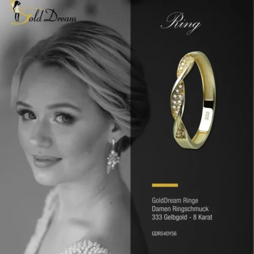GoldDream Gold Ring Twisted Gr.56 Zirkonia weiß 333er Gelbgold GDR540Y56