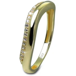 GoldDream Gold Ring Welle Gr.54 Zirkonia weiß 333er Gelbgold GDR539Y54