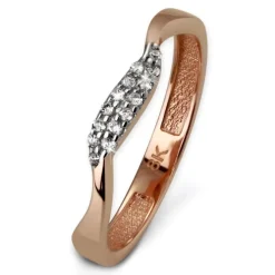 GoldDream Gold Ring Welle Zirkonia weiß Gr.58 333er Rosegold GDR501E58