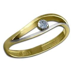 GoldDream Gold Ring Welle Zirkonia weiß Gr.58 333er Gelbgold GDR510T58