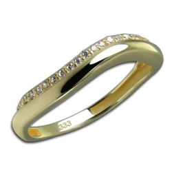 GoldDream Gold Ring Welle Gr.54 Zirkonia weiß 333er Gelbgold GDR539Y54