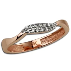 GoldDream Gold Ring Welle Zirkonia weiß Gr.58 333er Rosegold GDR501E58