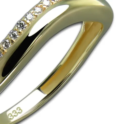 GoldDream Gold Ring Welle Gr.54 Zirkonia weiß 333er Gelbgold GDR539Y54