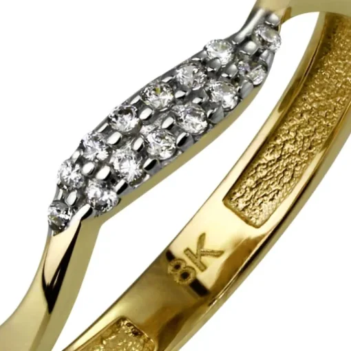 GoldDream Gold Ring Welle Zirkonia weiß Gr.56 333er Gelbgold GDR501Y56