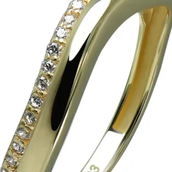 GoldDream Gold Ring Welle Gr.54 Zirkonia weiß 333er Gelbgold GDR539Y54