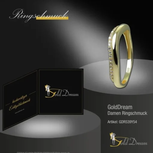 GoldDream Gold Ring Welle Gr.54 Zirkonia weiß 333er Gelbgold GDR539Y54