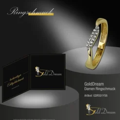 GoldDream Gold Ring Welle Zirkonia weiß Gr.56 333er Gelbgold GDR501Y56