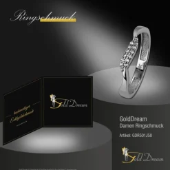 GoldDream Gold Ring Welle Zirkonia weiß Gr.58 333er Weißgold GDR501J58