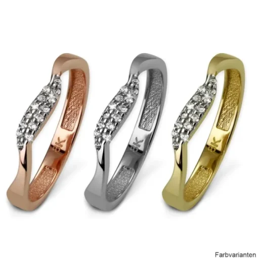 GoldDream Gold Ring Welle Zirkonia weiß Gr.58 333er Weißgold GDR501J58