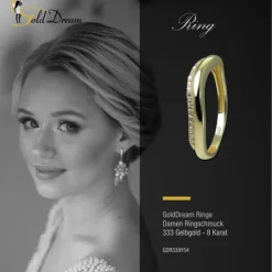 GoldDream Gold Ring Welle Gr.54 Zirkonia weiß 333er Gelbgold GDR539Y54