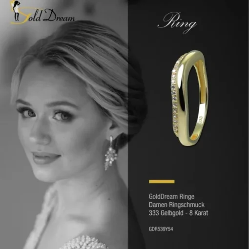 GoldDream Gold Ring Welle Gr.54 Zirkonia weiß 333er Gelbgold GDR539Y54
