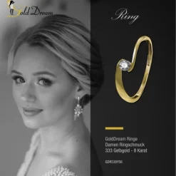 GoldDream Gold Ring Welle Zirkonia Gr.56 333er Gelbgold GDR530Y56