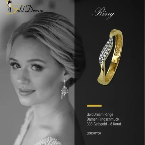 GoldDream Gold Ring Welle Zirkonia weiß Gr.56 333er Gelbgold GDR501Y56