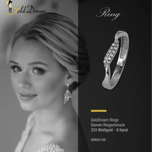 GoldDream Gold Ring Welle Zirkonia weiß Gr.58 333er Weißgold GDR501J58