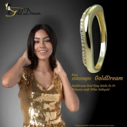 GoldDream Gold Ring Welle Gr.54 Zirkonia weiß 333er Gelbgold GDR539Y54