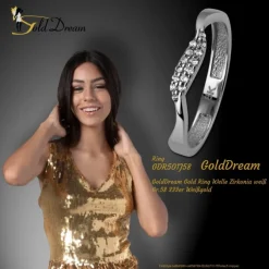GoldDream Gold Ring Welle Zirkonia weiß Gr.58 333er Weißgold GDR501J58