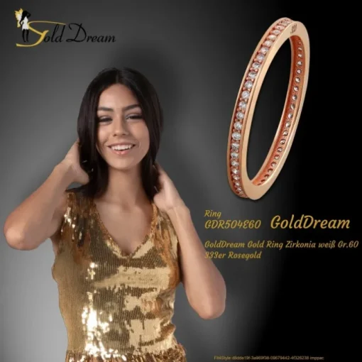 GoldDream Gold Ring Zirkonia weiß Gr.60 333er Rosegold GDR504E60