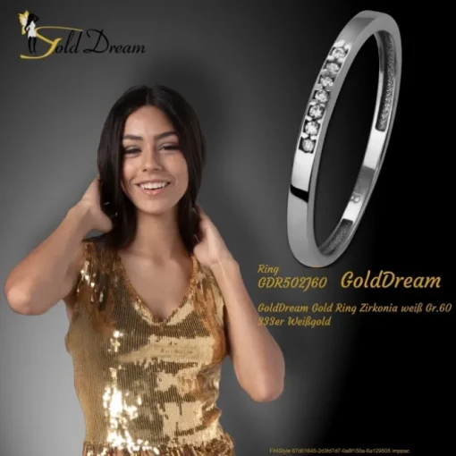 GoldDream Gold Ring Zirkonia weiß Gr.60 333er Weißgold GDR502J60