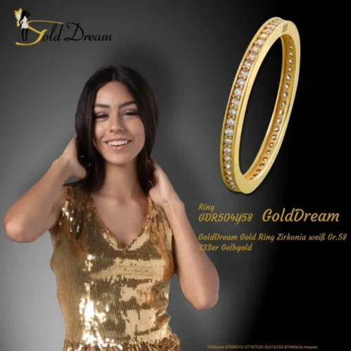 GoldDream Gold Ring Zirkonia weiß Gr.58 333er Gelbgold GDR504Y58