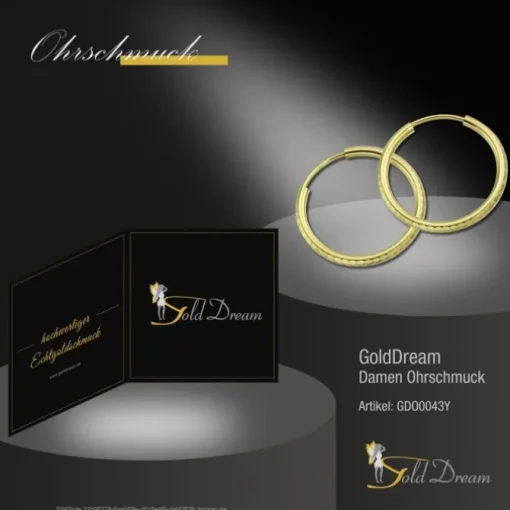 GoldDream Goldcreole Schliff 30mm Ohrring 333 Gelbgold Echtschmuck GDO0043Y