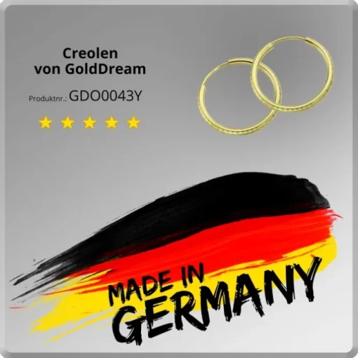 GoldDream Goldcreole Schliff 30mm Ohrring 333 Gelbgold Echtschmuck GDO0043Y
