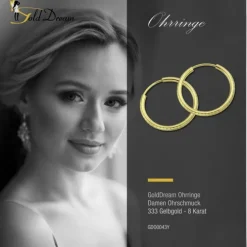 GoldDream Goldcreole Schliff 30mm Ohrring 333 Gelbgold Echtschmuck GDO0043Y