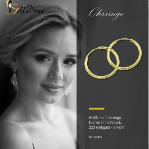 GoldDream Goldcreole Schliff 30mm Ohrring 333 Gelbgold Echtschmuck GDO0043Y