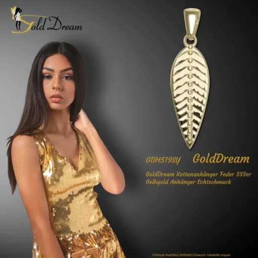 GoldDream Kettenanhänger Feder 333er Gelbgold Anhänger Echtschmuck GDH519SY