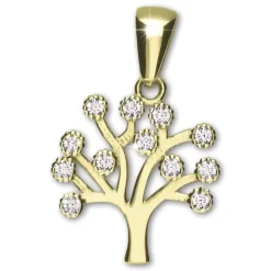 GoldDream Kettenanhänger Lebensbaum Zirkonia weiß 333 Gold Echtschmuck GDH5066Y
