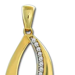 GoldDream Kettenanhänger Leaf Zirkonia weiß 333 Gold Echtschmuck GDH507WY