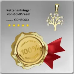 GoldDream Kettenanhänger Lebensbaum Zirkonia weiß 333 Gold Echtschmuck GDH5066Y