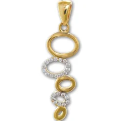 GoldDream Kettenanhänger Ovale Zirkonia weiß 333 Gold Echtschmuck GDH512WY