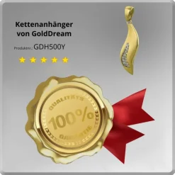 GoldDream Kettenanhänger Welle Zirkonia 333 Gold Anhänger Echtschmuck GDH500Y