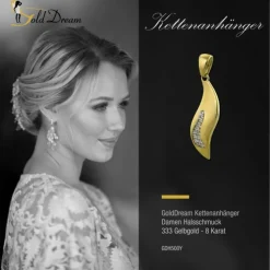 GoldDream Kettenanhänger Welle Zirkonia 333 Gold Anhänger Echtschmuck GDH500Y